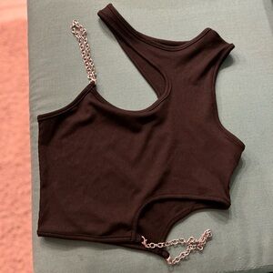 Black Chain Strap Women's Top